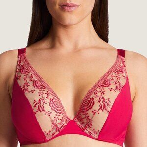 AUBADE Fleur de Passion Comfort Plunge Bra in Amaryllis Size 34D NWT